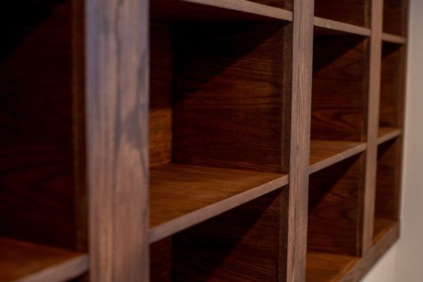 custom library shelves attic reno